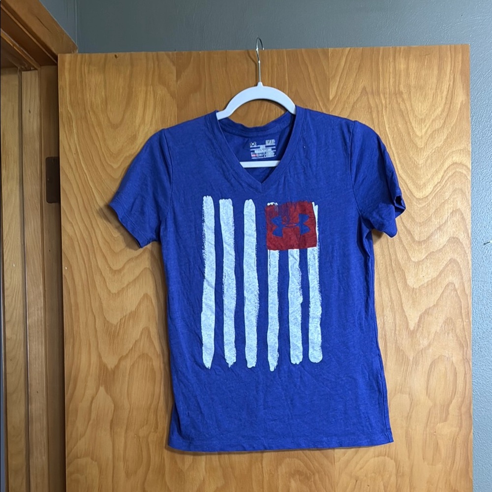 Under Armour Blue and Red Short Sleeve Tees